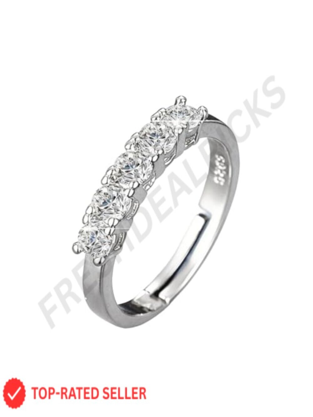 Silver Plated Stainless Steel Adjustable Stacking Rings for Women with CZ